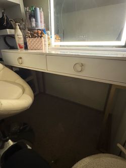 White vanity desk