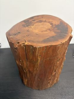solid wood stump stool/accent table with inside hiding drawers