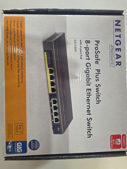 Netgear ProSafe GS108PE 8 Port Gigabit Switch, PoE (New in Box)