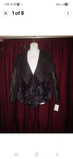 Women's (Jaclyn Smith) Faux Fur & Faux Leather Jacket Coat - Sz. S - New
