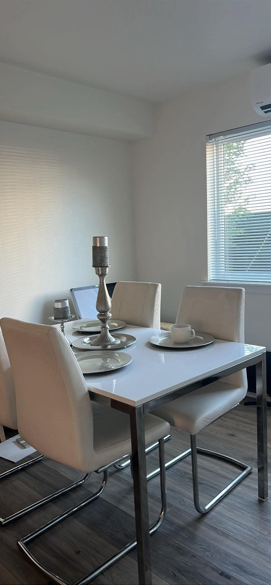 White Dining Table Set – 4 Chairs, Modern Design