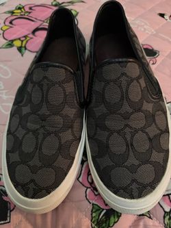 Coach black signature slip on sneakers