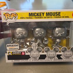 Funko Pop! Disney Mickey Mouse 90th Anniversary Amazon Exclusive Silver 3 Pack Vinyl Figures
