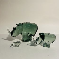 Glass Rhino Collection (Set of 3)