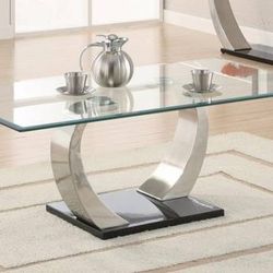 Beautiful Glass Coffee Table with Silver Base! HOT PRICES!
