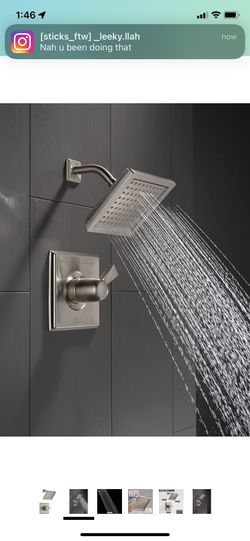 Delta Faucet Dryden 14 Series Single-Function Shower Trim Kit with Single-Spray Touch-Clean Shower Head, Stainless T14251-SS (Valve Not Included)