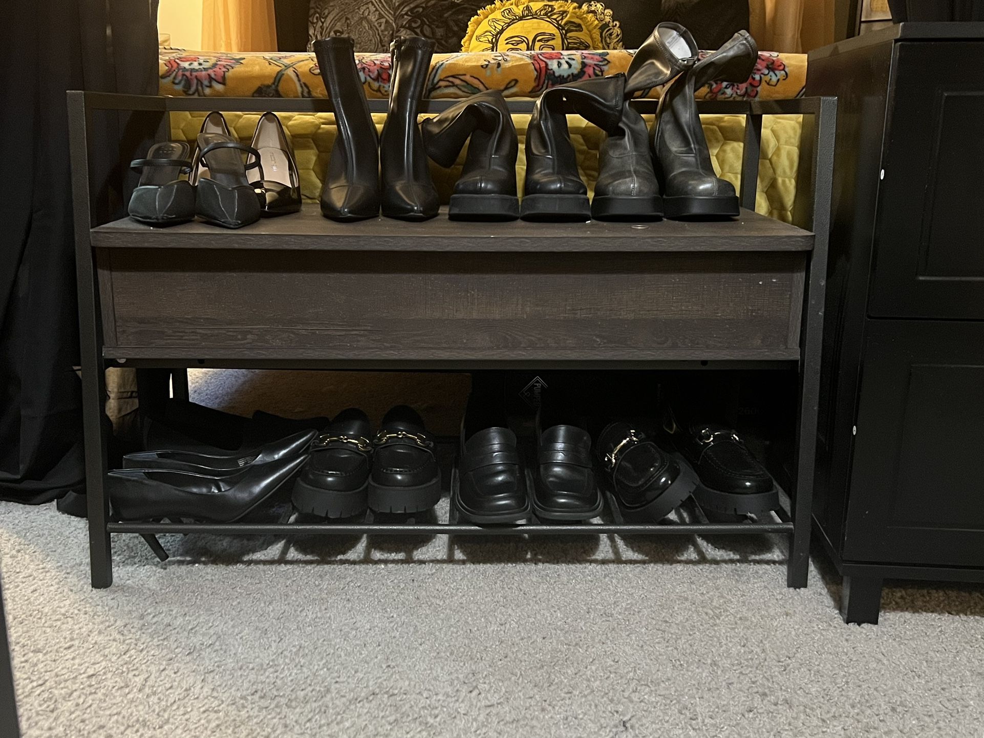 STORAGE BENCH, SMOKED OAK FINISH, $50 OBO!!!