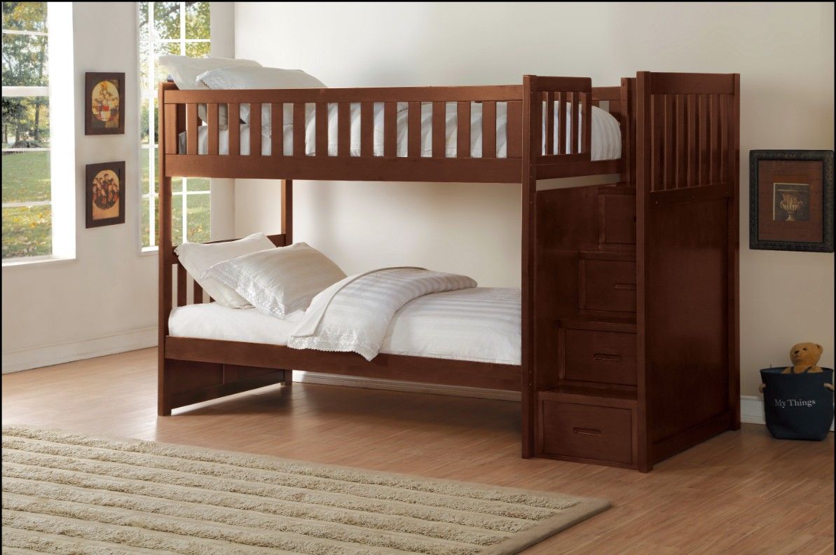 Twin/Twin Step Bunk Bed 💥 High quality furniture