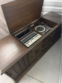 Vintage Zenith Stereo Console Record Player Mid Century Cabinet