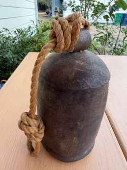 Vintage Rustic Farm Cow Bell with Rope Hanger