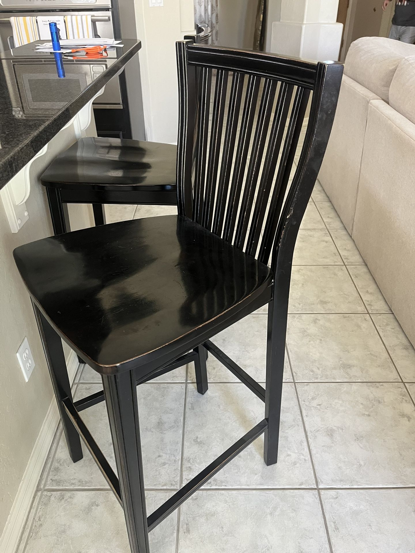 Black Pier One Solid Wood Bar Stools