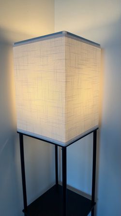 Floor Lamp with Shelf and Linen Shade