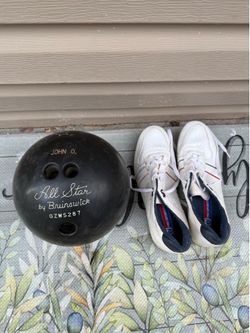 Bowling ball and shoes