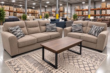 🛋️ Sofa OR Loveseat — $449 EACH! Your choice! Comfortable seating in a beautiful neutral color with stylish accent pillows.$40 Down No Credit Needed
