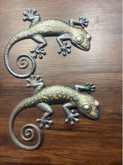 8 New Regal Art & Gift 13" Metal Gecko Wall Decor - Goth Style