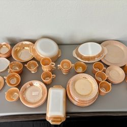 Anchor Hocking Fire-King Peach Lustre Ware combo set