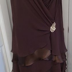 Long  Formal Dress By DAVIDS BRIDAL//SZ 16 W/ Brown Color 