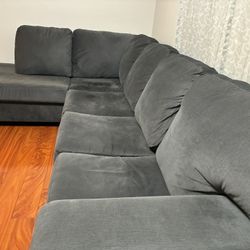 2 Piece Sectional - Suede Grey