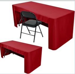 Nasitos 2 Pack Red Fitted Tablecloth Rectangular For 6 Foot Tables Trade Show-Open Back Tablecloth Washable And Wrinkle Resistant Fabric Table Cloth F