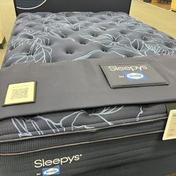 Queen Size Sleepys By Sealy Spring Plush Euro Top Mattress W/free Adjustable Base
