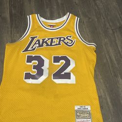     Yellow Los Angeles Lakers #32 Magic Johnson (Mitchell & Ness)