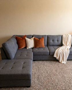 Charcoal Gray Sectional Couch with Chaise-$500 OBO
