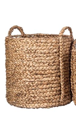Braided Basket with Handles- Natural and Black Color