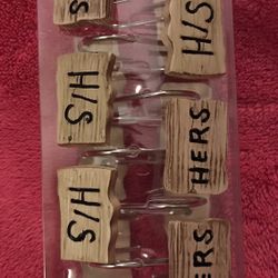 HIS and HERS Set Of 12 Ceramic & Metal Shower Curtain Curtain Hooks NEW in Package! 