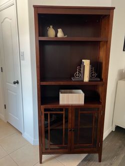 Bookcase With Tempered Glass Doors