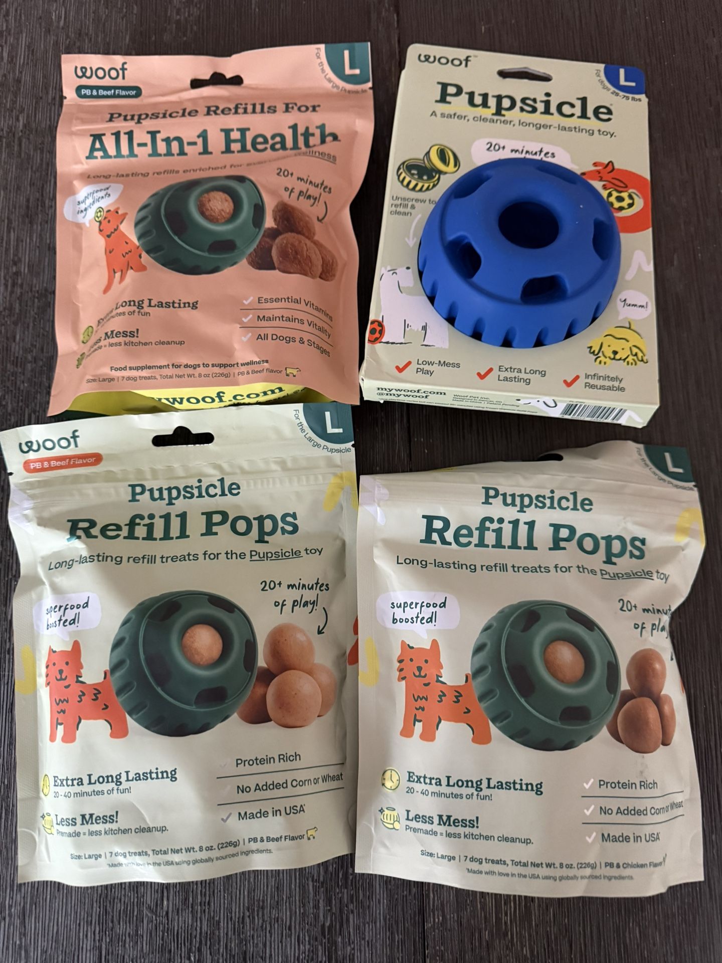 Dog Woof Pupsicle + Bite ‘N Brush toothbrush + refills lot