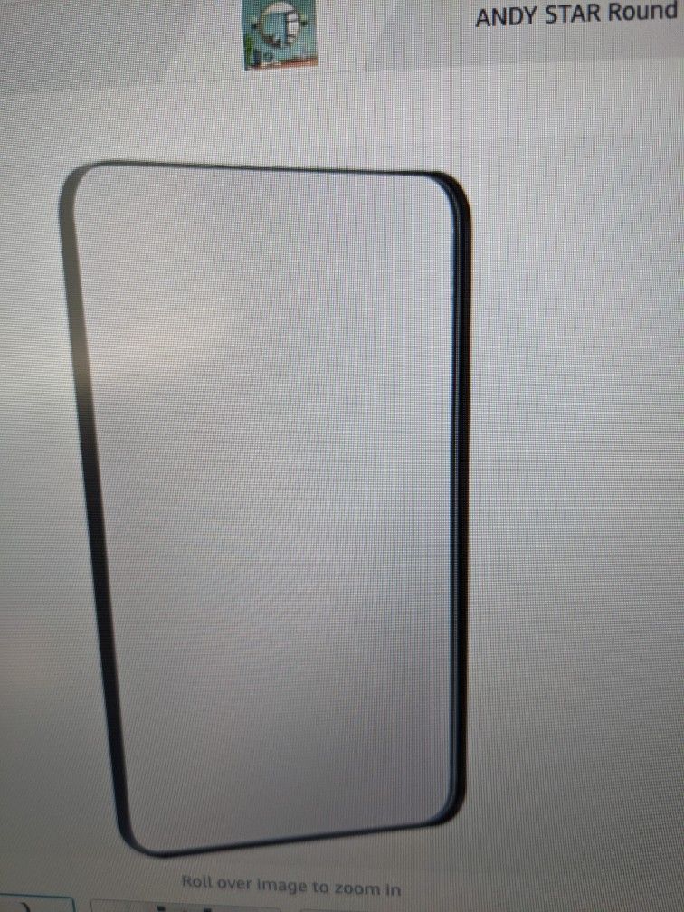 Andy Star Wall Mirror With Rounded Corners. Black Steel Frame. Measures 22