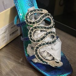 High Heel Snake Shoe (Green,Blue,Silver)