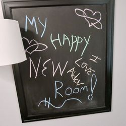 34IN BLACK FRAMED LIKE NEW CHALKBOARD WALL PIC ETC 9FIRM