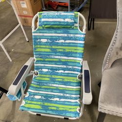 New Beach Chair, 330lbs Backpack Lounger with 5-Position Backrest