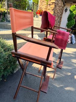 PAIR of Tall Folding Director's Chairs Wood Frame