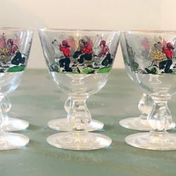 6 Libbey Treasure Island Illustrated Pirate Themed Liquor Cocktail Glass