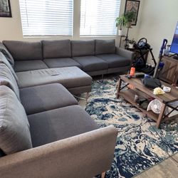 Gray Sectional Couch – (10ft x 10ft) – Water/Stain Resistant + Extra Covers!
