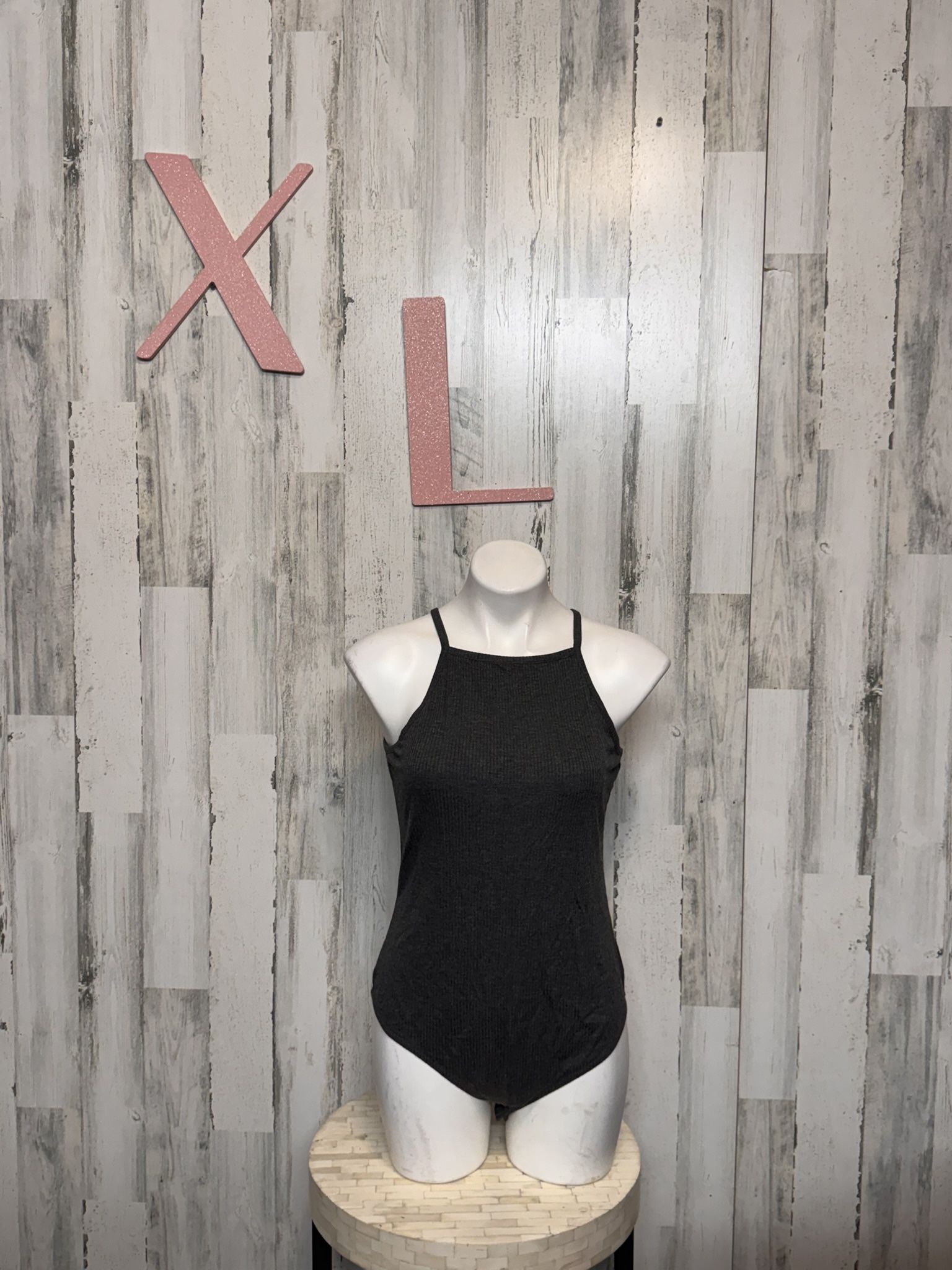 Wild Fable Charcoal Gray Ribbed High Neck Bodysuit  Size XL