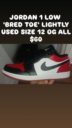 USED JORDAN 1 BRED TOE SIZE 12 $60