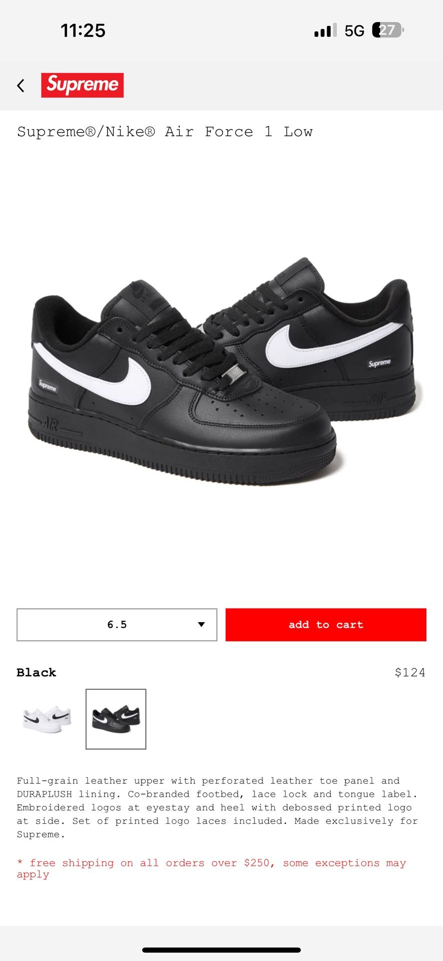 Supreme Nike Air Force Ones Black And White