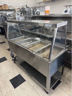 Commercial electric 4 well Steam table with sneeze guard