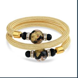 Stauer Black and Gold Wrap Around Bracelet 