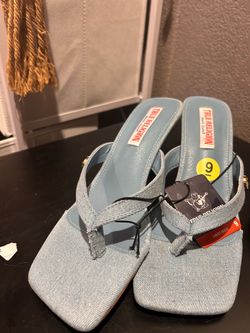 True Religion Denim Thong Heeled Sandals
