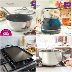 Set de 4-pizzas de Princess house olla de 15-qt comal doble olla de 2-qt y cafetera de 2.5-qt