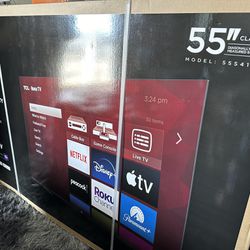 TV - 55” TCL 4K UHD Roku TV, HDR, HDMI Dolby - Brand New