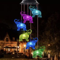 Elephant Solar Wind Chimes for Outside