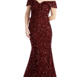 Burgundy Sequins Long Dress