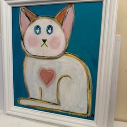 Original Art Whimsical Cat Painting 