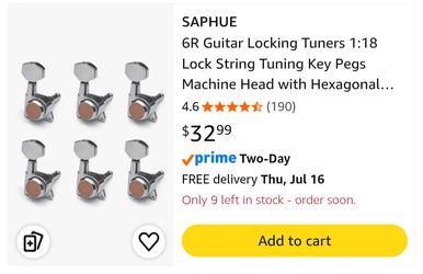 Saphue 6 inline Locking Tuners (OBO)
