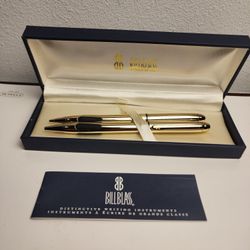 NEW Bill Blass Gold Tone Rubber Grip Pen & Mechanical Pencil Set 